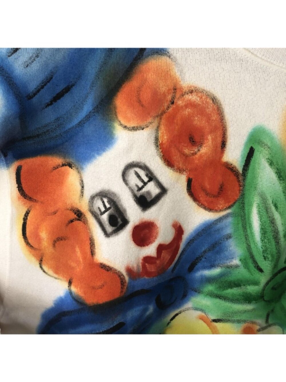 Clown Sweatshirt Womens L Multicolor Airbrush Graphic Fleece USA Circus Party - Picture 12 of 15